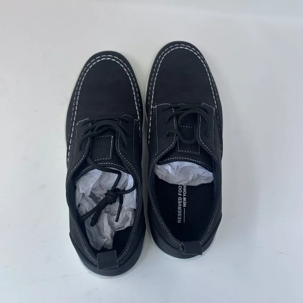 Reserved Footwear New York Kono‎ Boat Shoes Men's 9 Black White Lace-up S0702